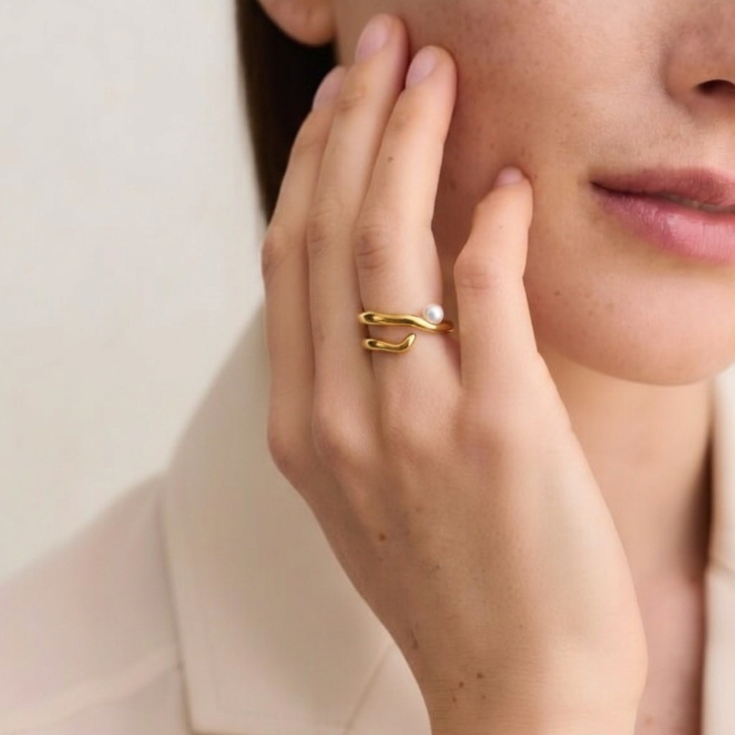 Thalia Pearl Adjustable Ring
