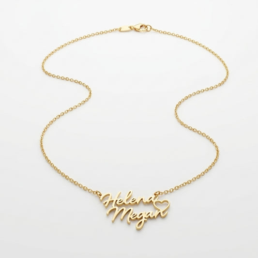 Open Heart Nameplate Necklace