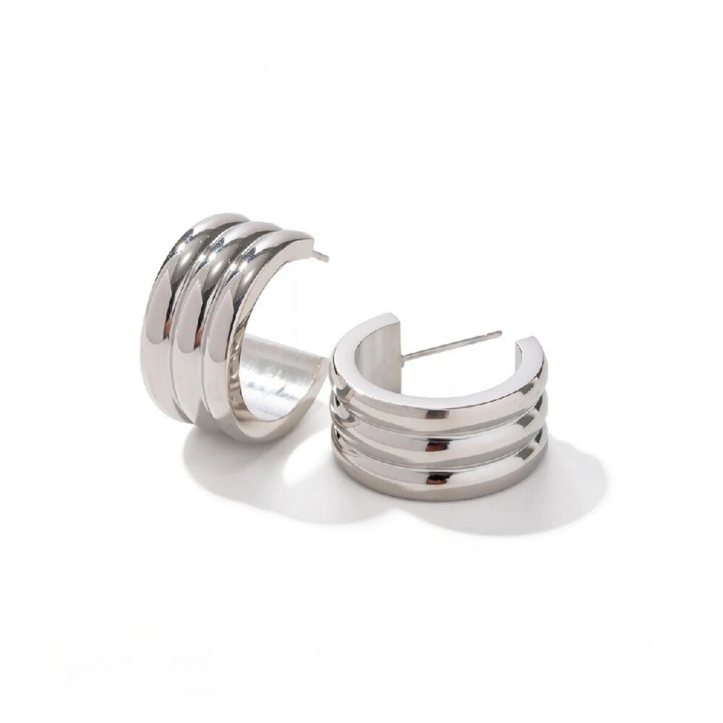 Stainless Steel Hypoallergenic Waterproof Tarnish Free Trinity Stud Earrings The Aura