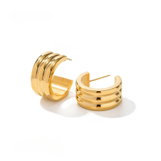 18K Gold Plated Stainless Steel Hypoallergenic Waterproof Tarnish Free Trinity Stud Earrings The Aura