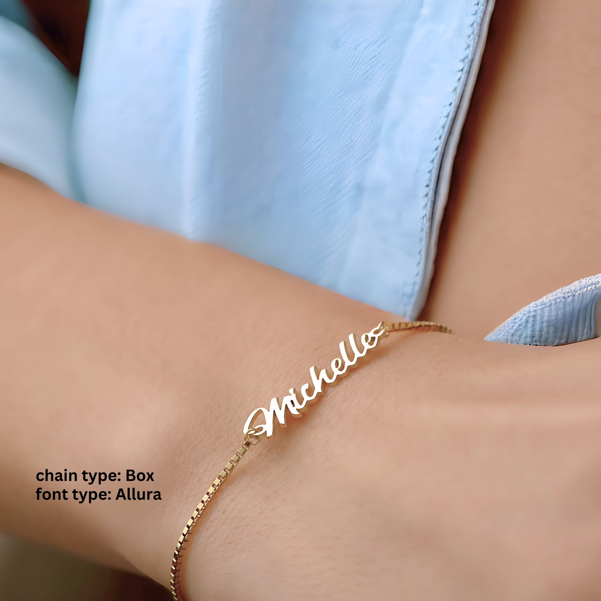 18K Gold Plated Stainless Steel Hypoallergenic Waterproof Tarnish Free Waterproof Sweatproof No-Fade Unique Nameplate Bracelet The Aura