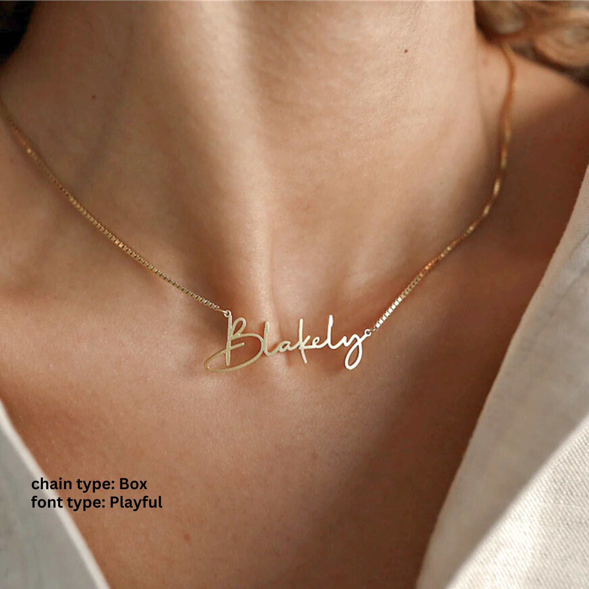 18K Gold Plated Stainless Steel Hypoallergenic Waterproof Tarnish Free Waterproof Sweatproof No-Fade Unique Nameplate Necklace The Aura