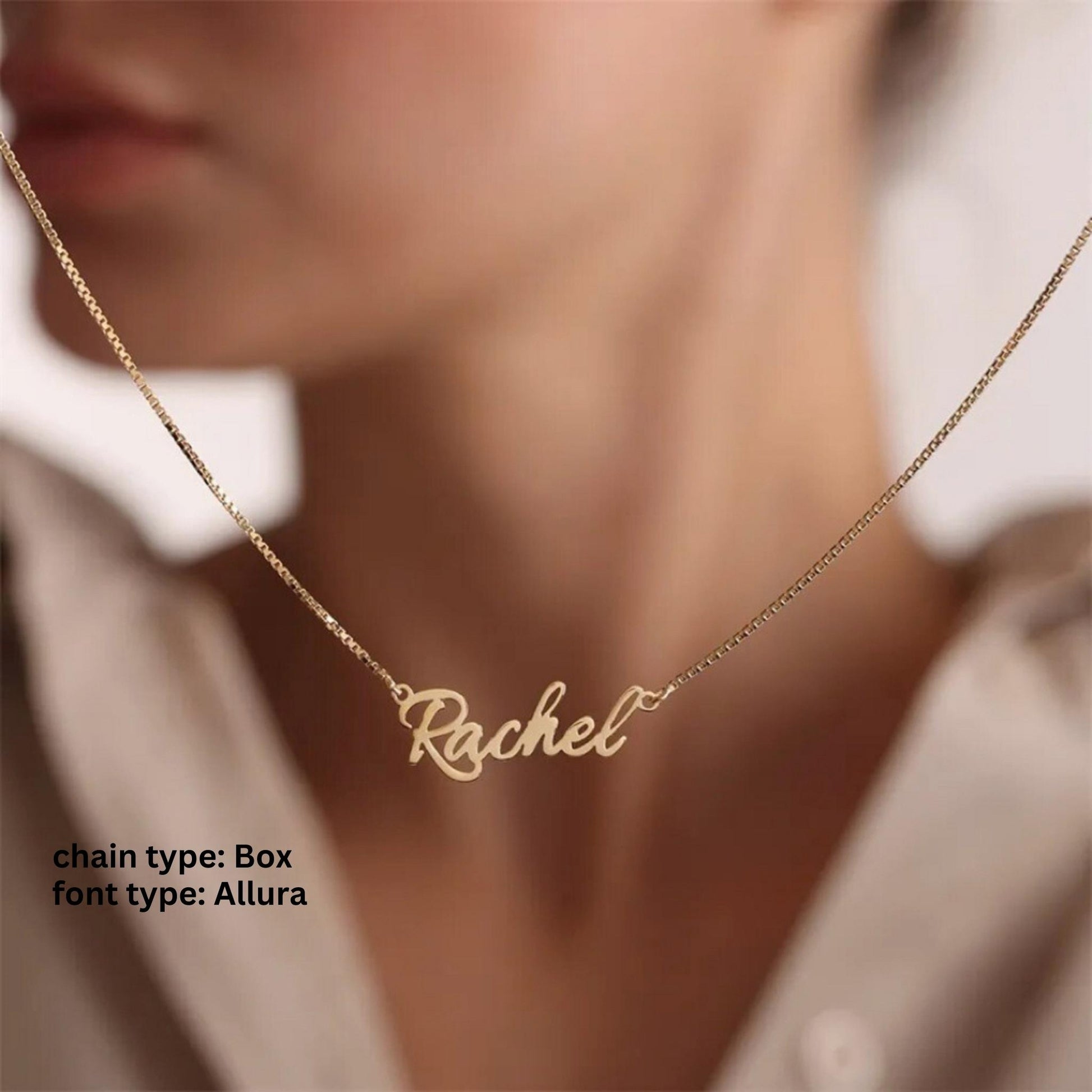 18K Gold Plated Stainless Steel Hypoallergenic Waterproof Tarnish Free Waterproof Sweatproof No-Fade Unique Nameplate Necklace The Aura