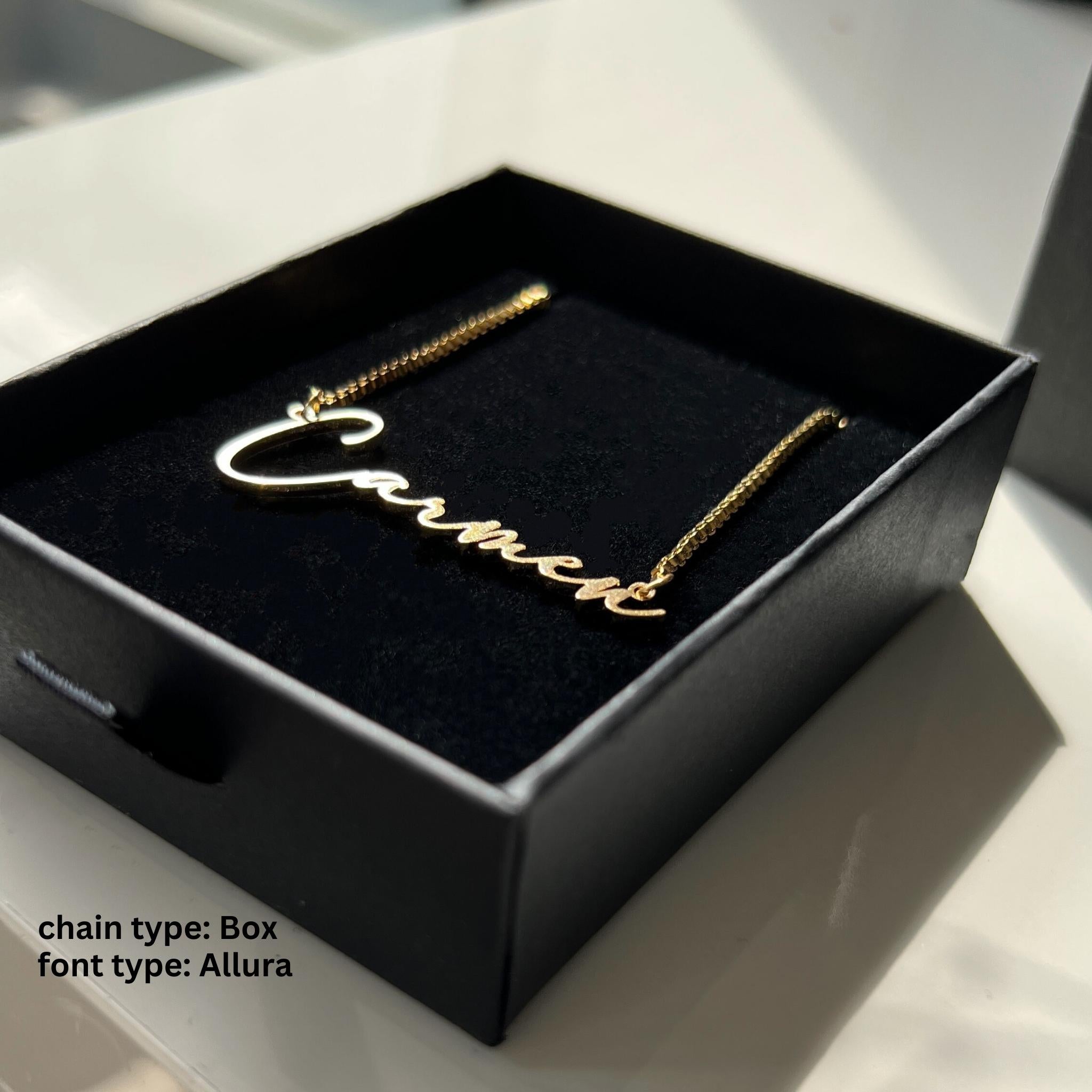 18K Gold Plated Stainless Steel Hypoallergenic Waterproof Tarnish Free Waterproof Sweatproof No-Fade Unique Nameplate Necklace The Aura
