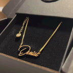 18K Gold Plated Stainless Steel Hypoallergenic Waterproof Tarnish Free Waterproof Sweatproof No-Fade Unique Nameplate Necklace The Aura
