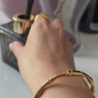 18K Gold Plated Stainless Steel Hypoallergenic Waterproof Tarnish Free Waterproof Sweatproof No-Fade Bamboo Duo Set The Aura