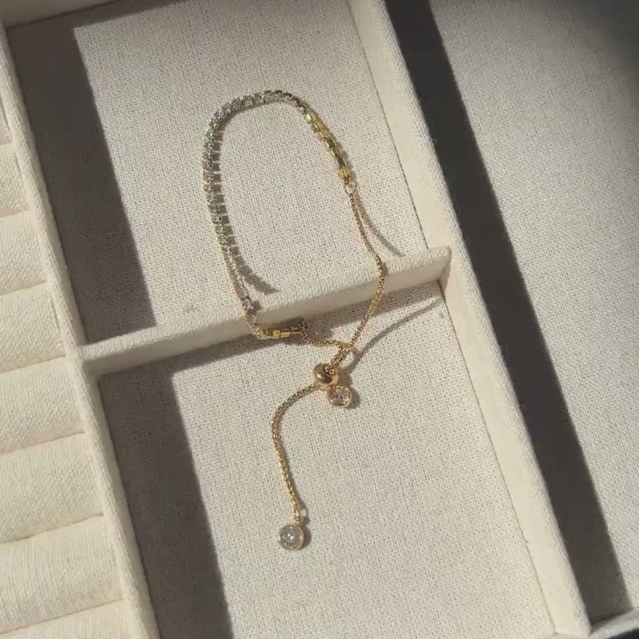 18K Gold Plated Stainless Steel Hypoallergenic Waterproof Tarnish Free Waterproof Sweatproof No-Fade Diamantés Adjustable Bracelet The Aura