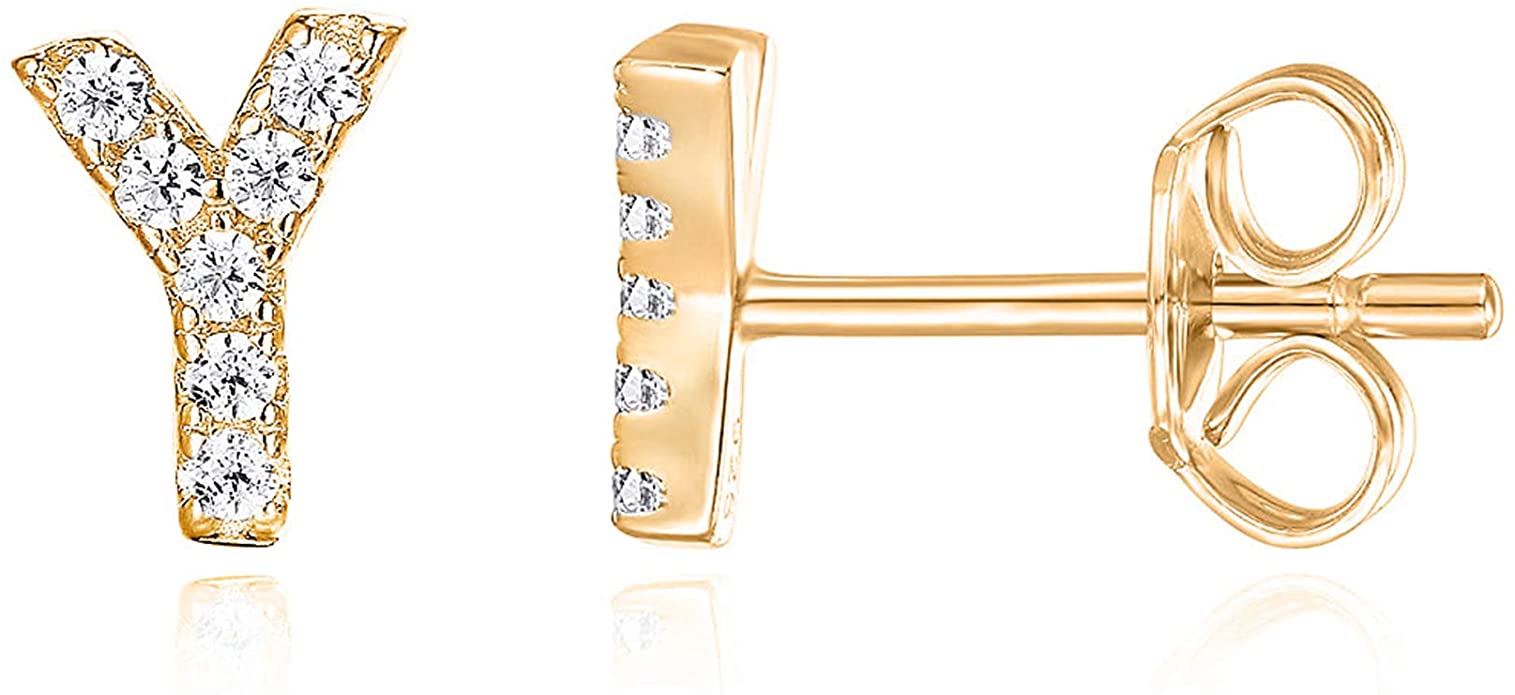 Mini Alphabet Diamantés Stud Earrings - The Aura