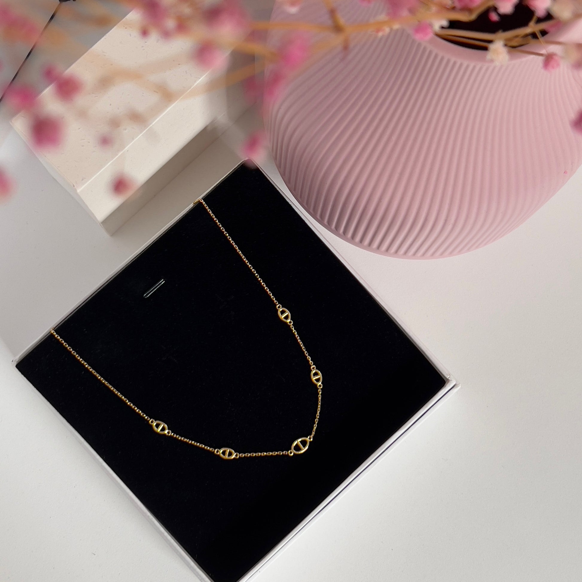 18K Gold Plated Sterling Silver Anchor Chain  Necklaces The Aura