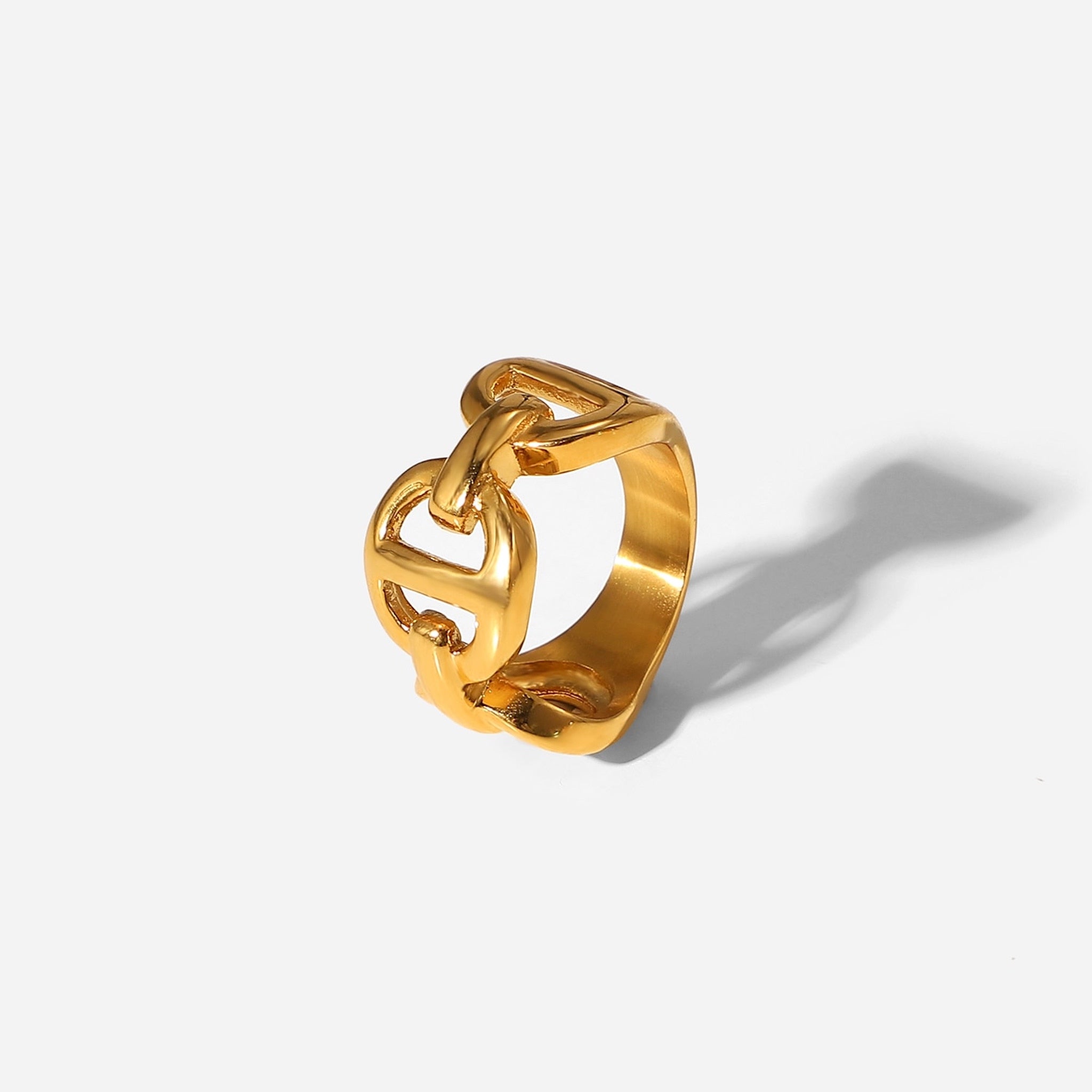 18k Gold Plated Stainless Steel Anchor Chain Rings The Aura