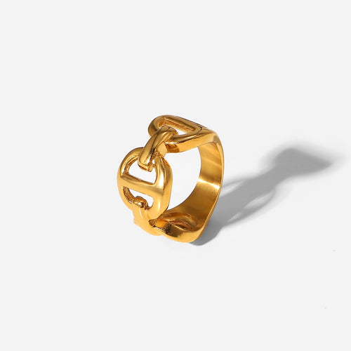 18k Gold Plated Stainless Steel Anchor Chain Rings The Aura