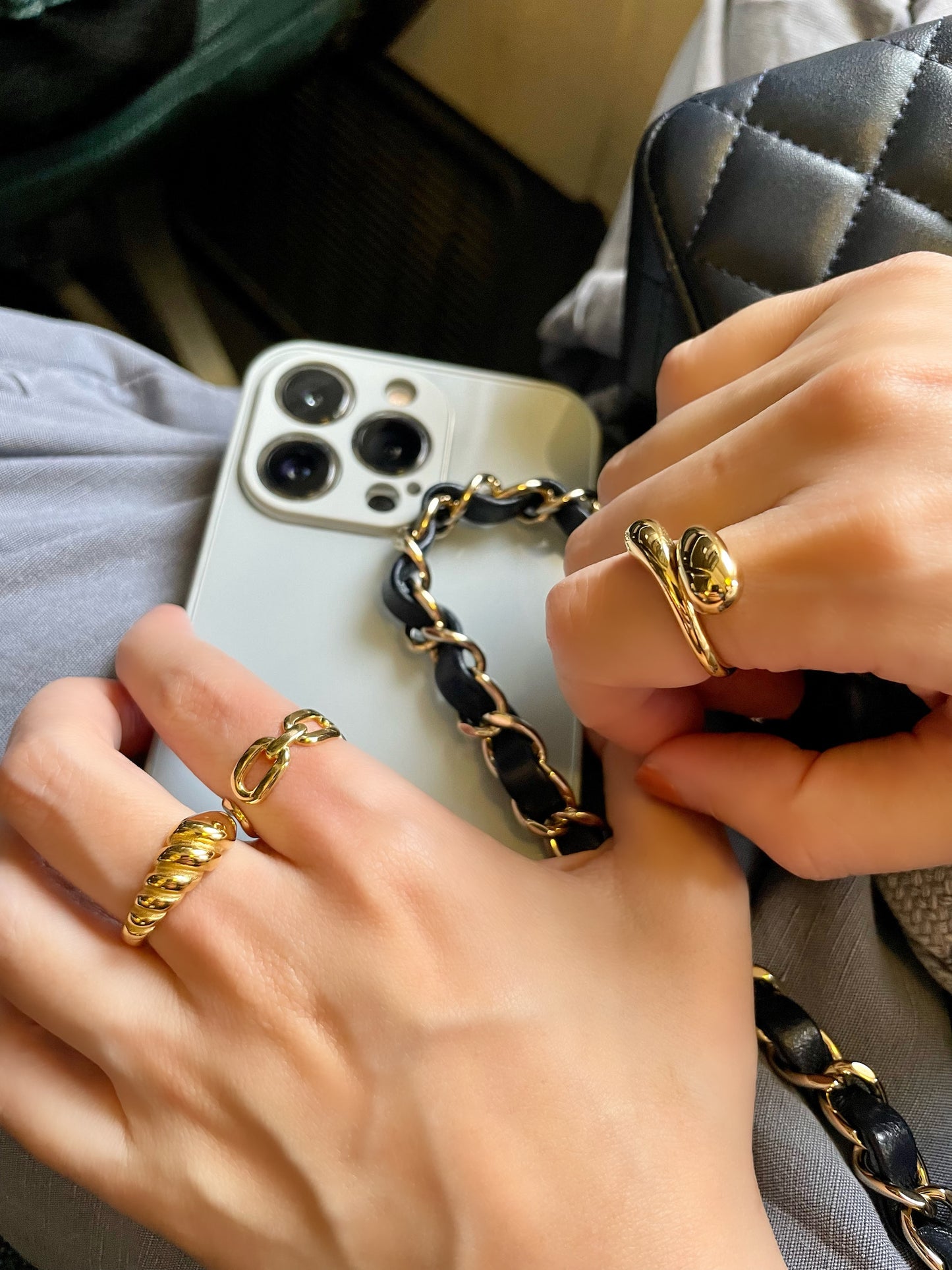 18k Gold Plated Stainless Steel Croissant Rings The Aura