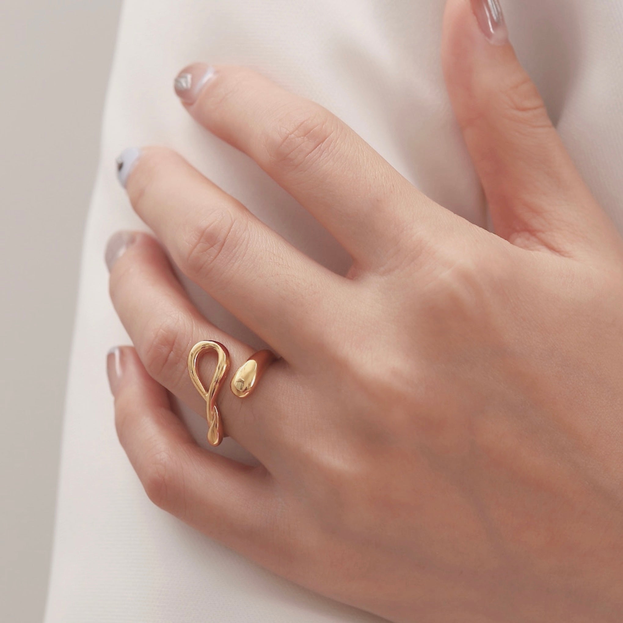 18K Gold Plated Stainless Steel Hypoallergenic Waterproof Tarnish Free Flying Ribbon Rings The Aura