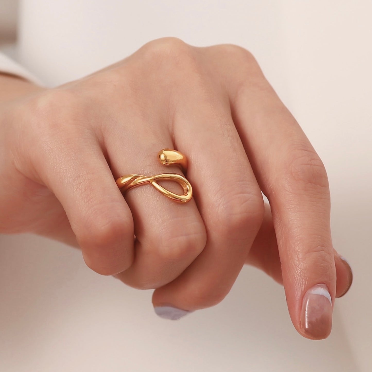 18K Gold Plated Stainless Steel Hypoallergenic Waterproof Tarnish Free Flying Ribbon Rings The Aura