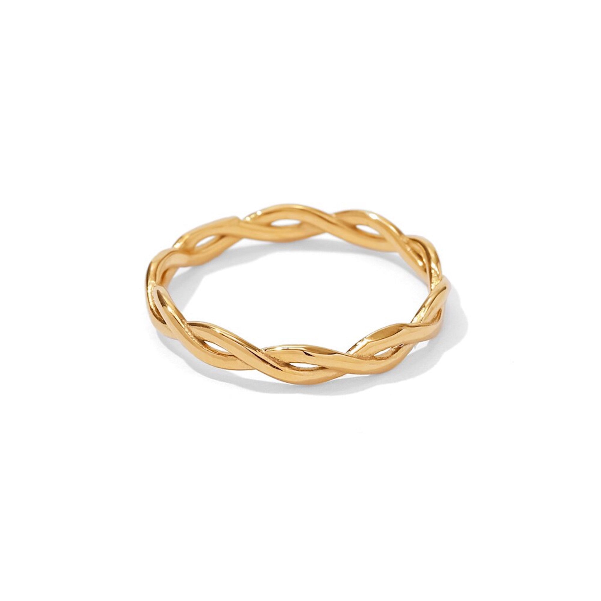18K Gold Plated Stainless Steel Hypoallergenic Waterproof Tarnish Free Interlaced Rings The Aura
