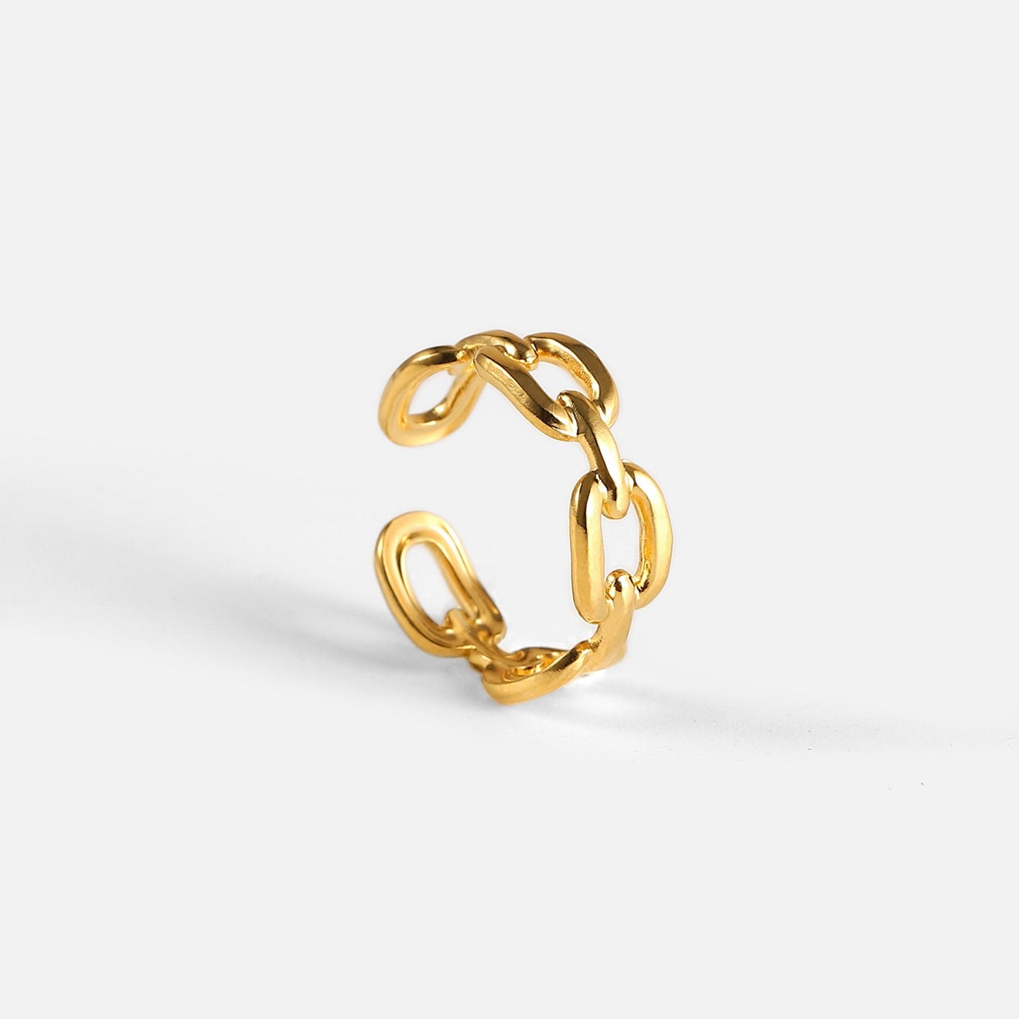 18k Gold Plated Stainless Steel Chain Link Adjustable Rings The Aura