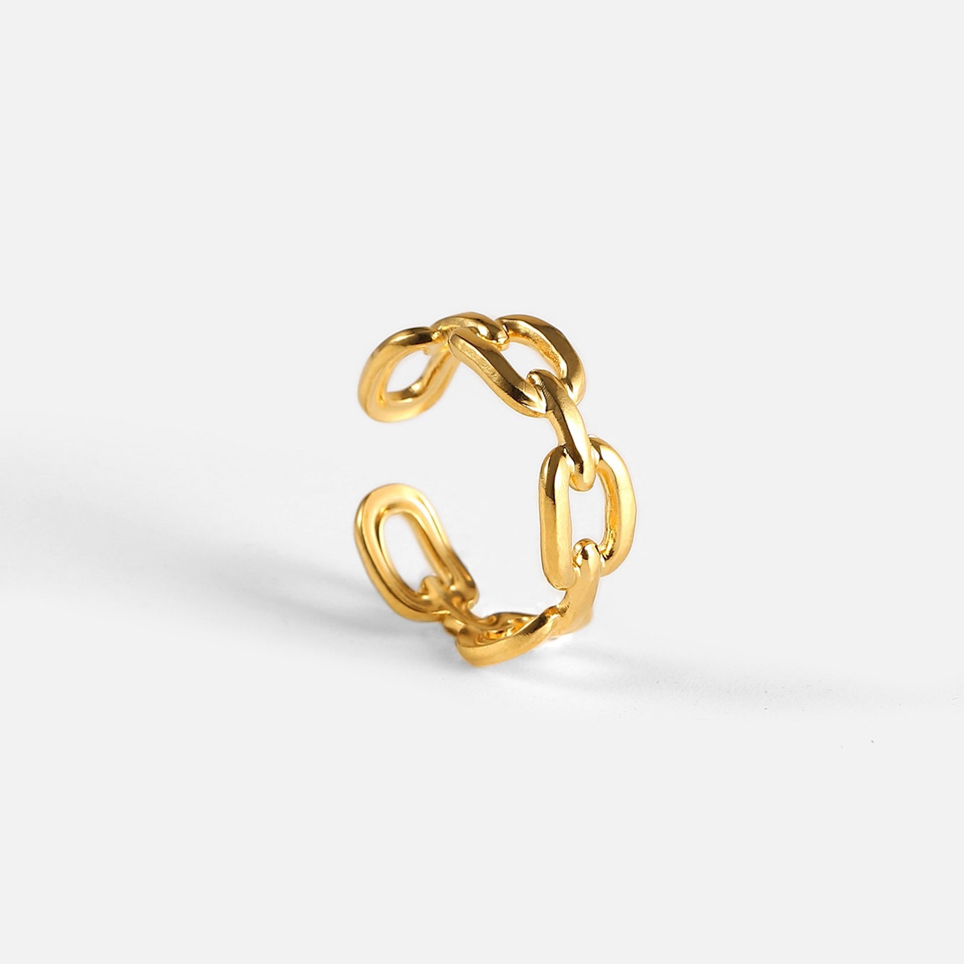 18k Gold Plated Stainless Steel Chain Link Adjustable Rings The Aura