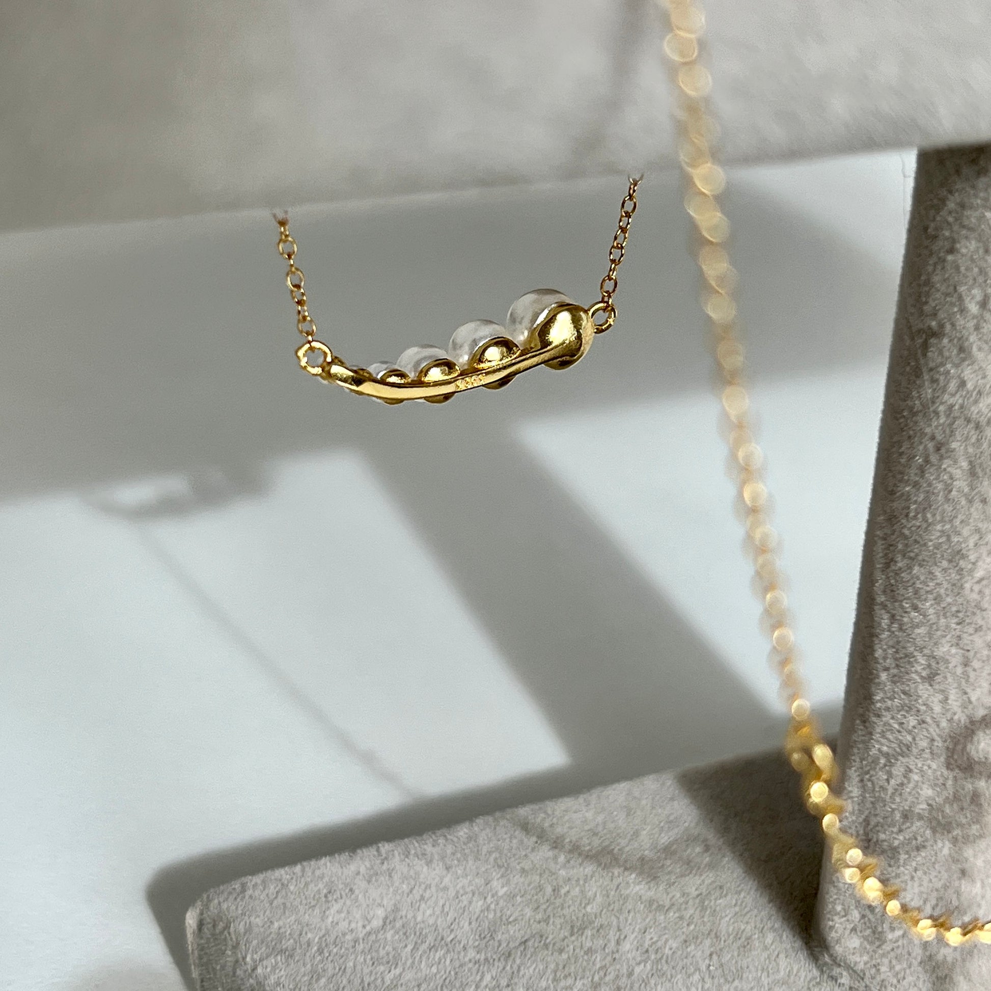 18K Gold Plated Sterling Silver Link of Pearl Necklaces The Aura