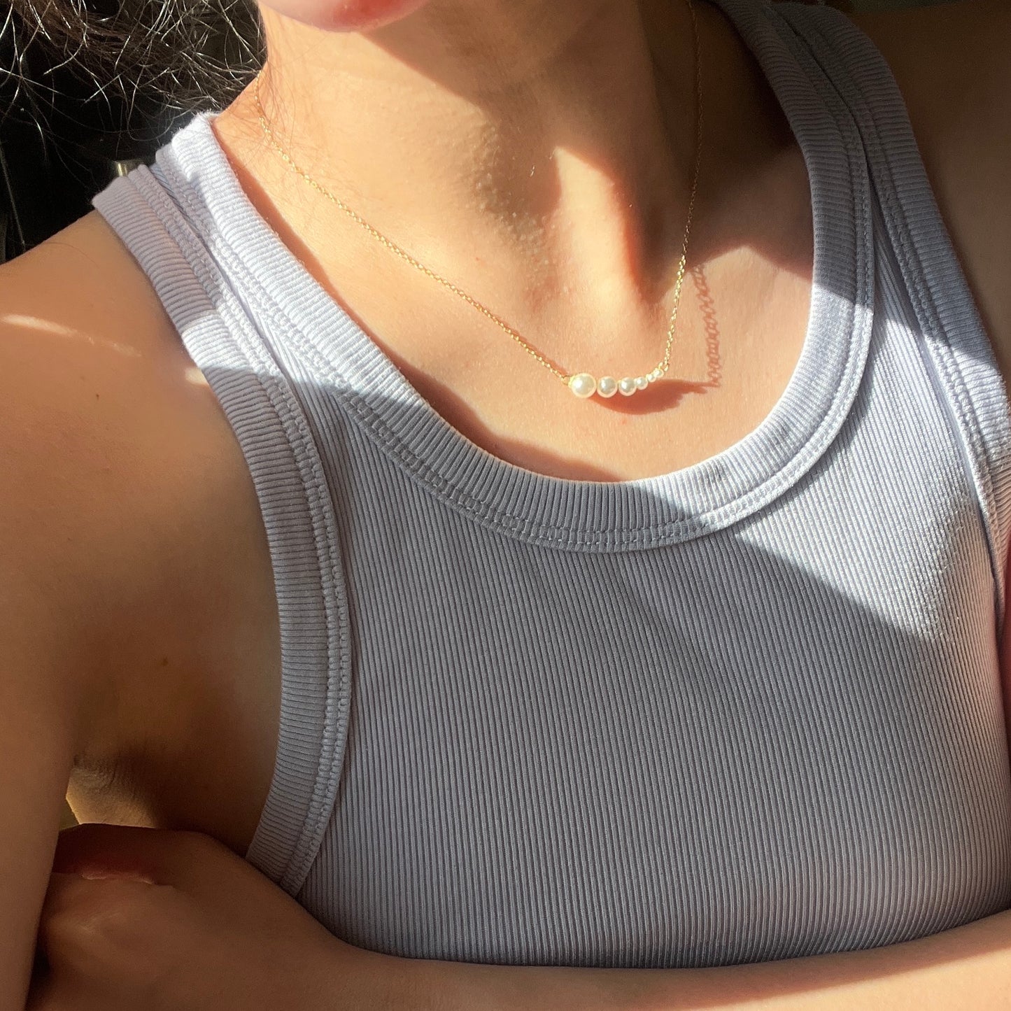 18K Gold Plated Sterling Silver Link of Pearl Necklaces The Aura