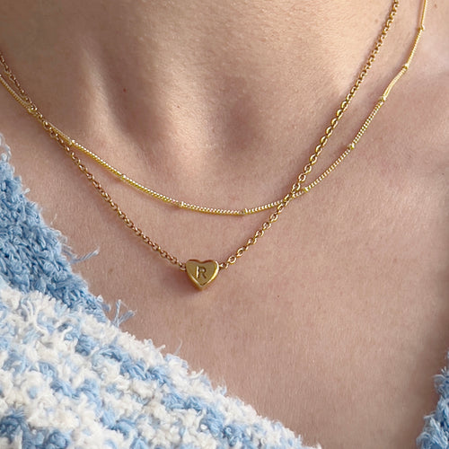 18k Gold Plated Stainless Steel Mini Heart Alphabet Necklaces The Aura