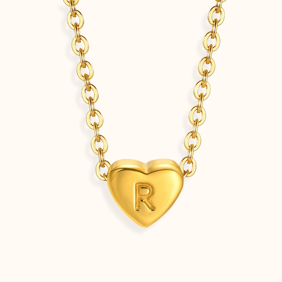 18k Gold Plated Stainless Steel Mini Heart Alphabet Necklaces The Aura