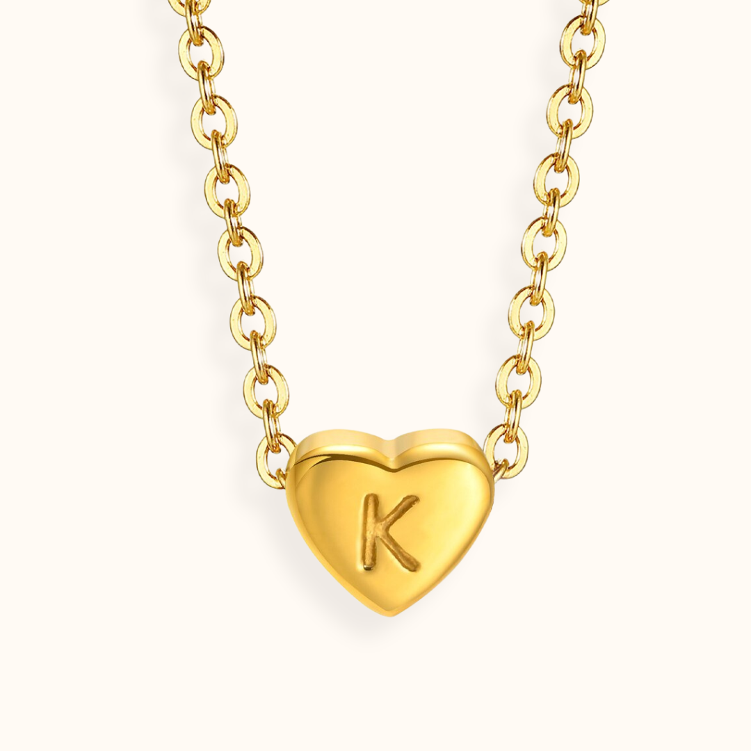 18k Gold Plated Stainless Steel Mini Heart Alphabet Necklaces The Aura