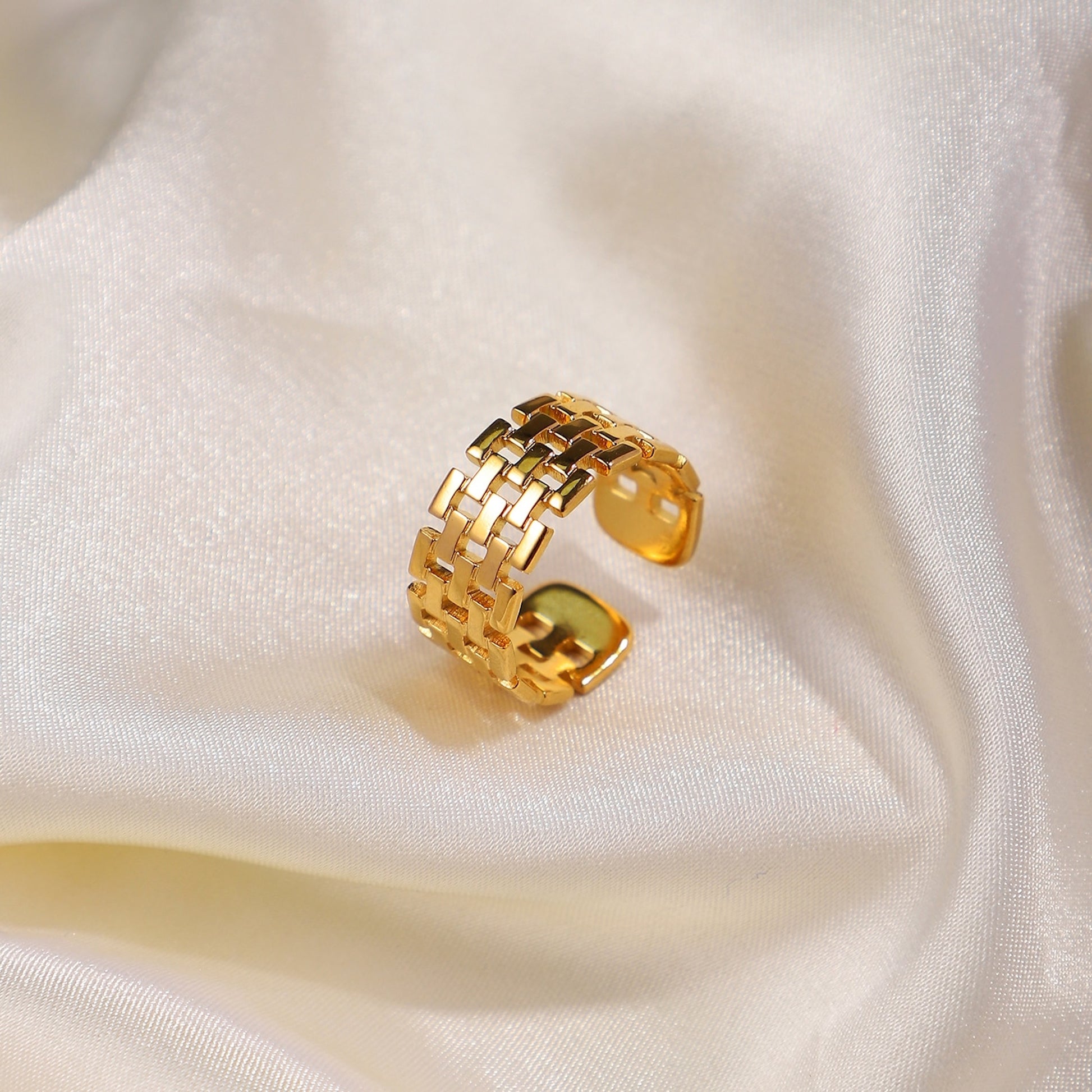 18K Gold Plated Stainless Steel Tarnish Free Panther Adjustable Rings The Aura