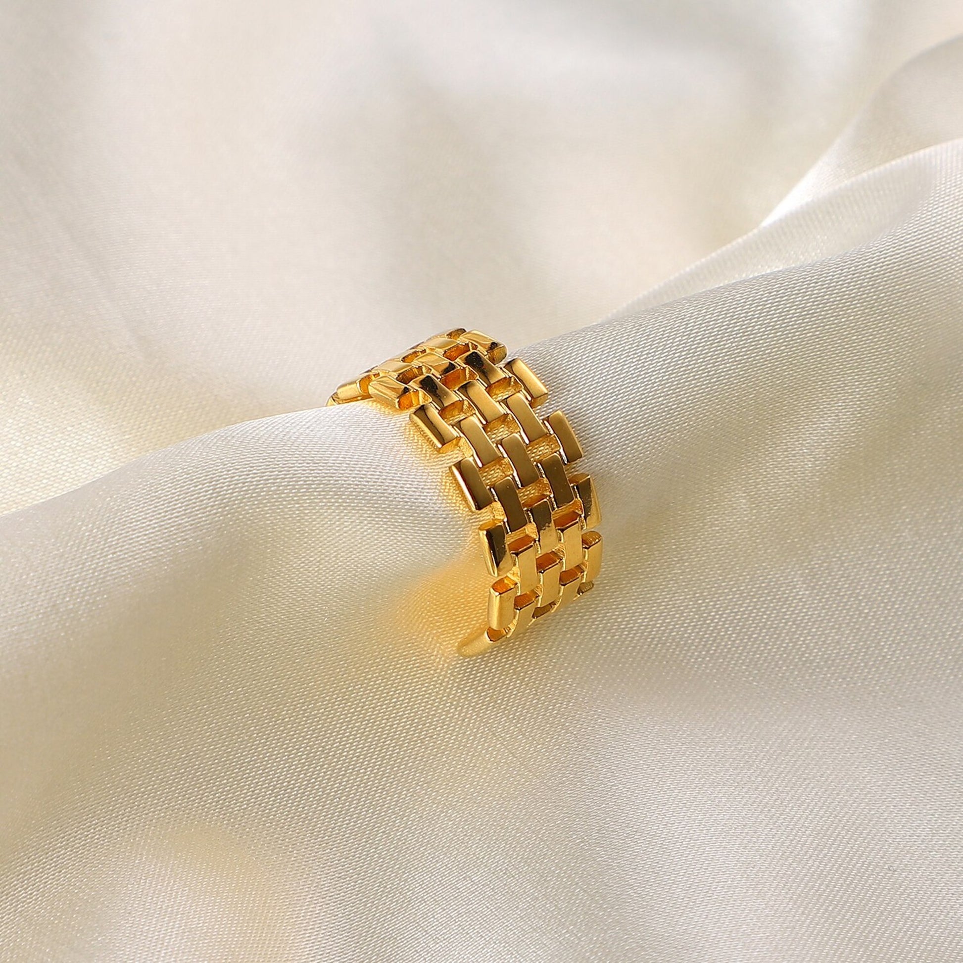 18K Gold Plated Stainless Steel Tarnish Free Panther Adjustable Rings The Aura
