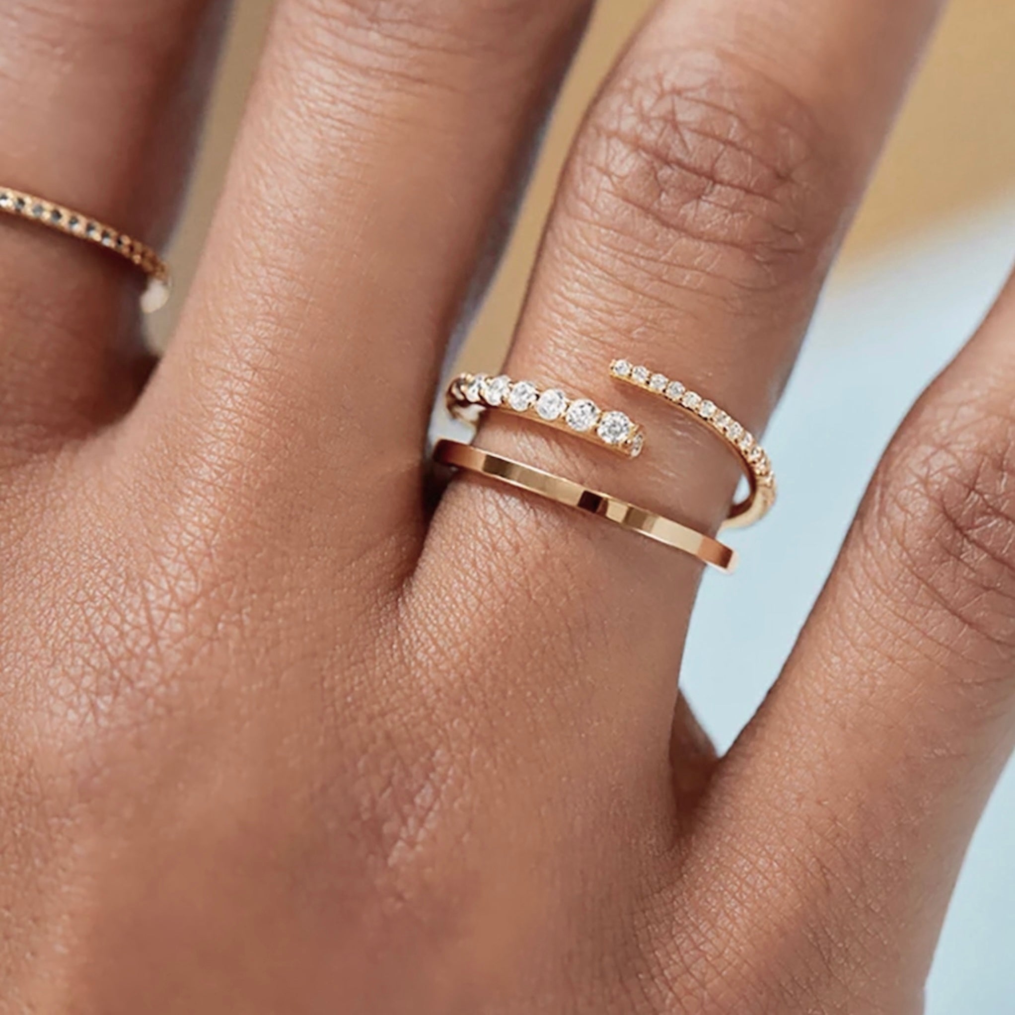 18K Gold Plated Sterling Silver Pave Gradient Rings The Aura