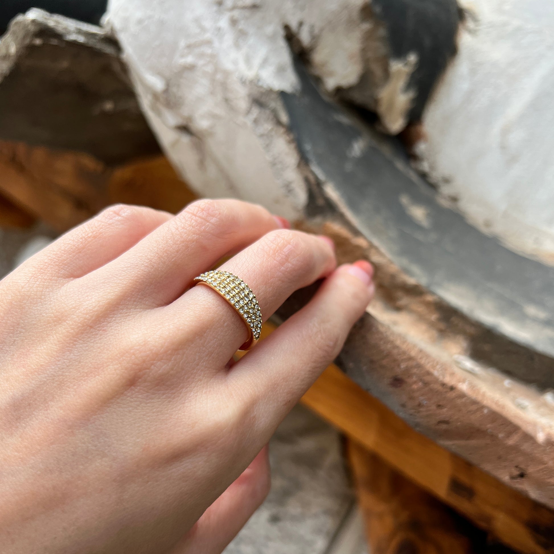 18K Gold Plated Stainless Steel Tarnish Free Pave Wrap Rings The Aura