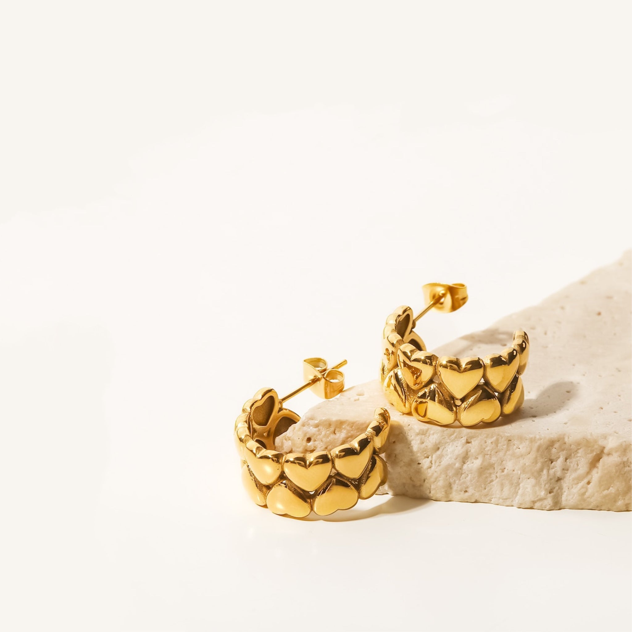 Quilted Heart Stud Earrings