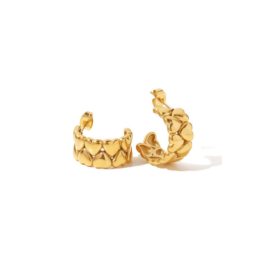 Quilted Heart Stud Earrings