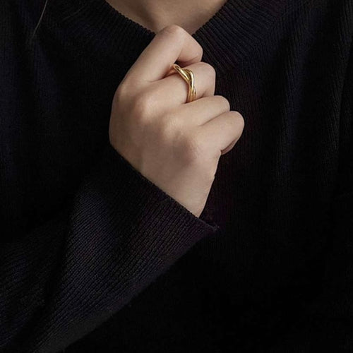 18k Gold Plated Stainless Steel Ribbon Rings The Aura