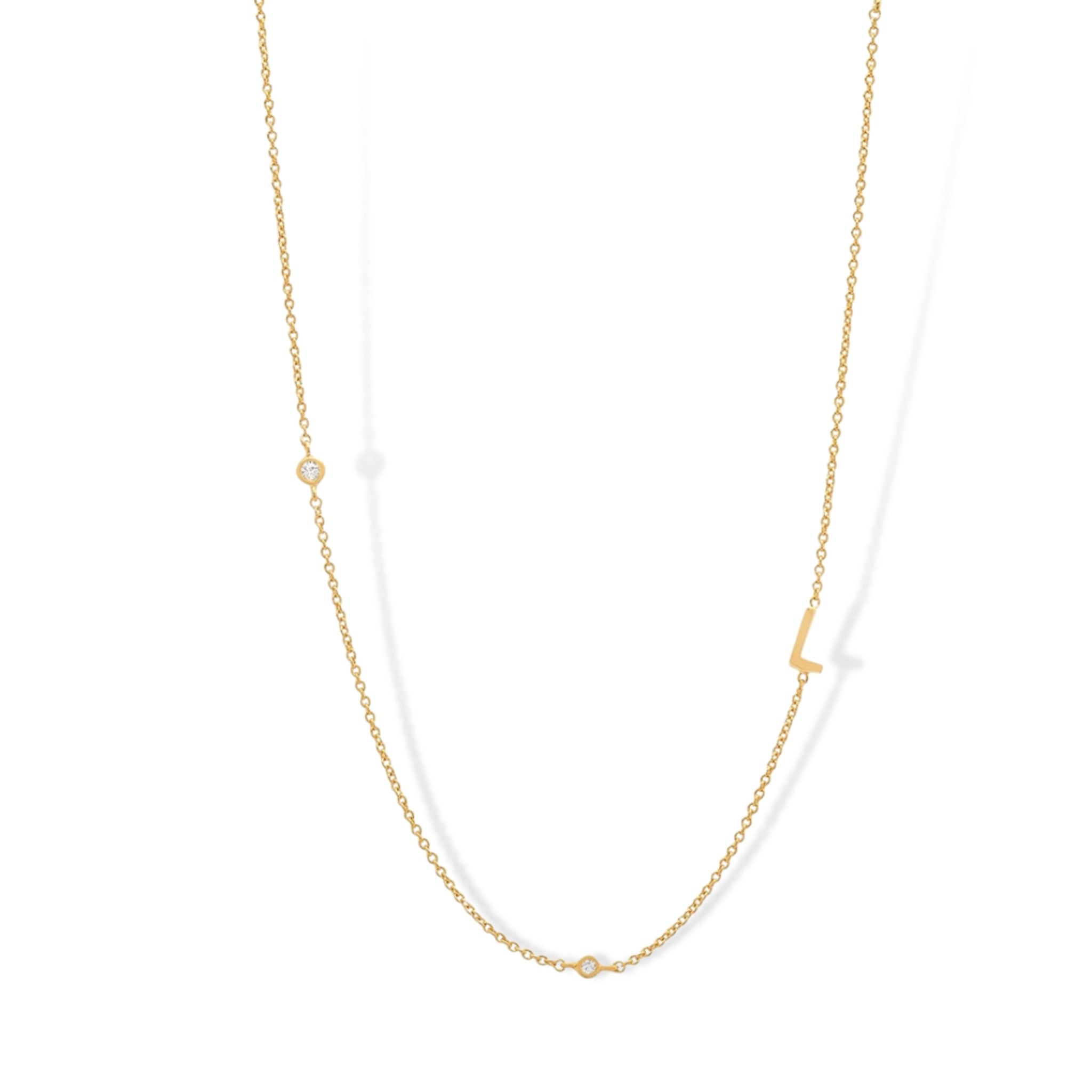 18K Gold Plated Sterling Silver Hypoallergenic Solo Round Alphabet Necklaces The Aura
