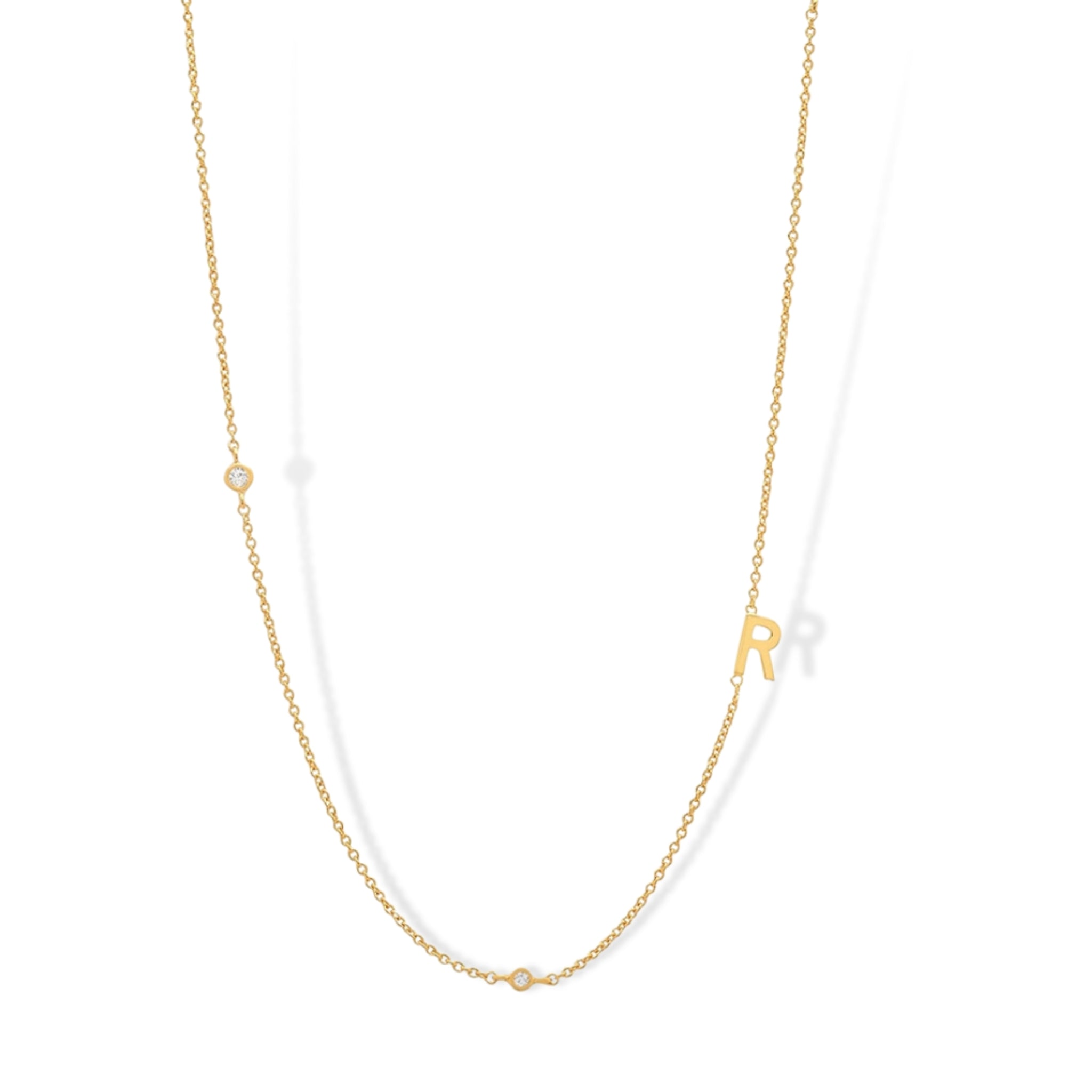 18K Gold Plated Sterling Silver Hypoallergenic Solo Round Alphabet Necklaces The Aura