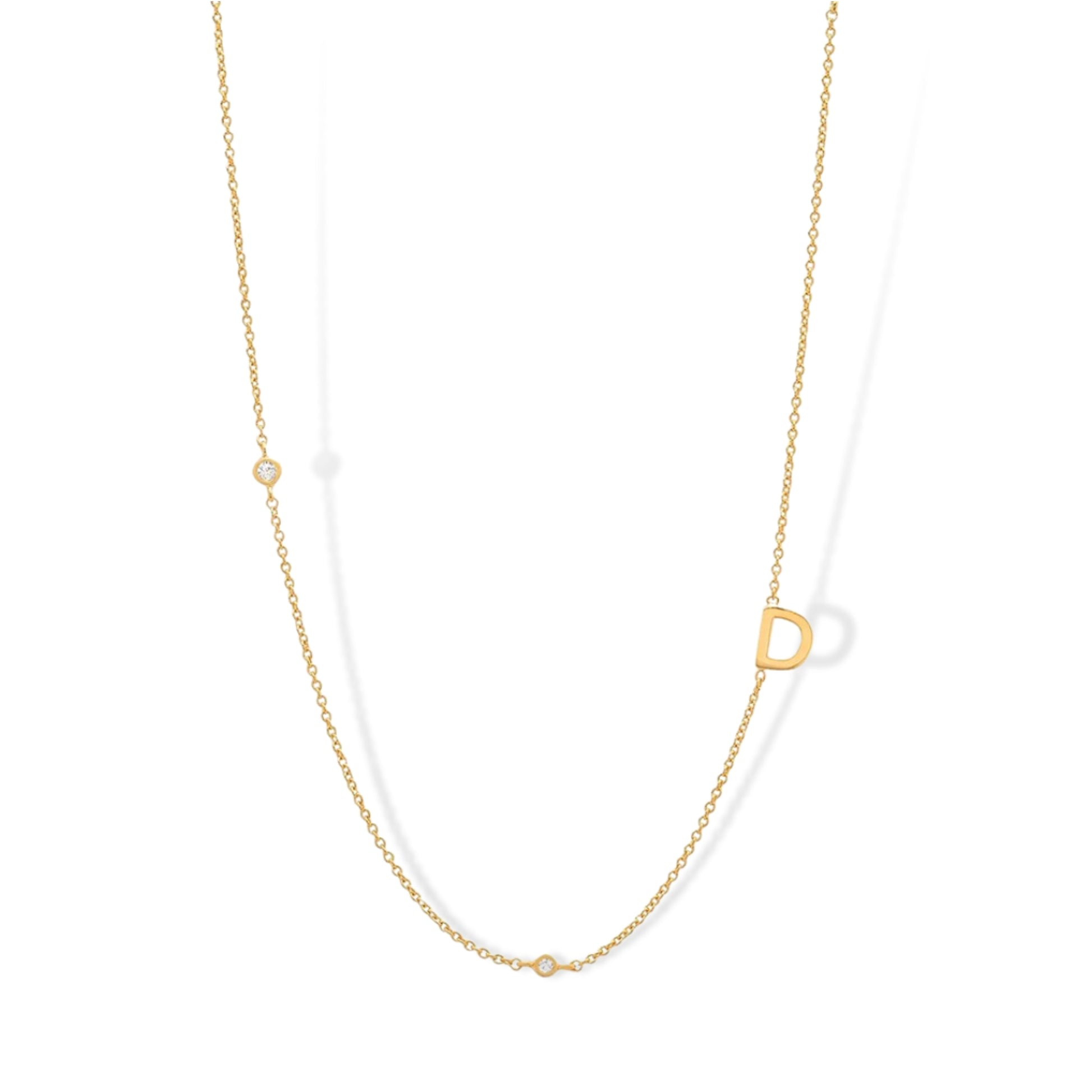 18K Gold Plated Sterling Silver Hypoallergenic Solo Round Alphabet Necklaces The Aura