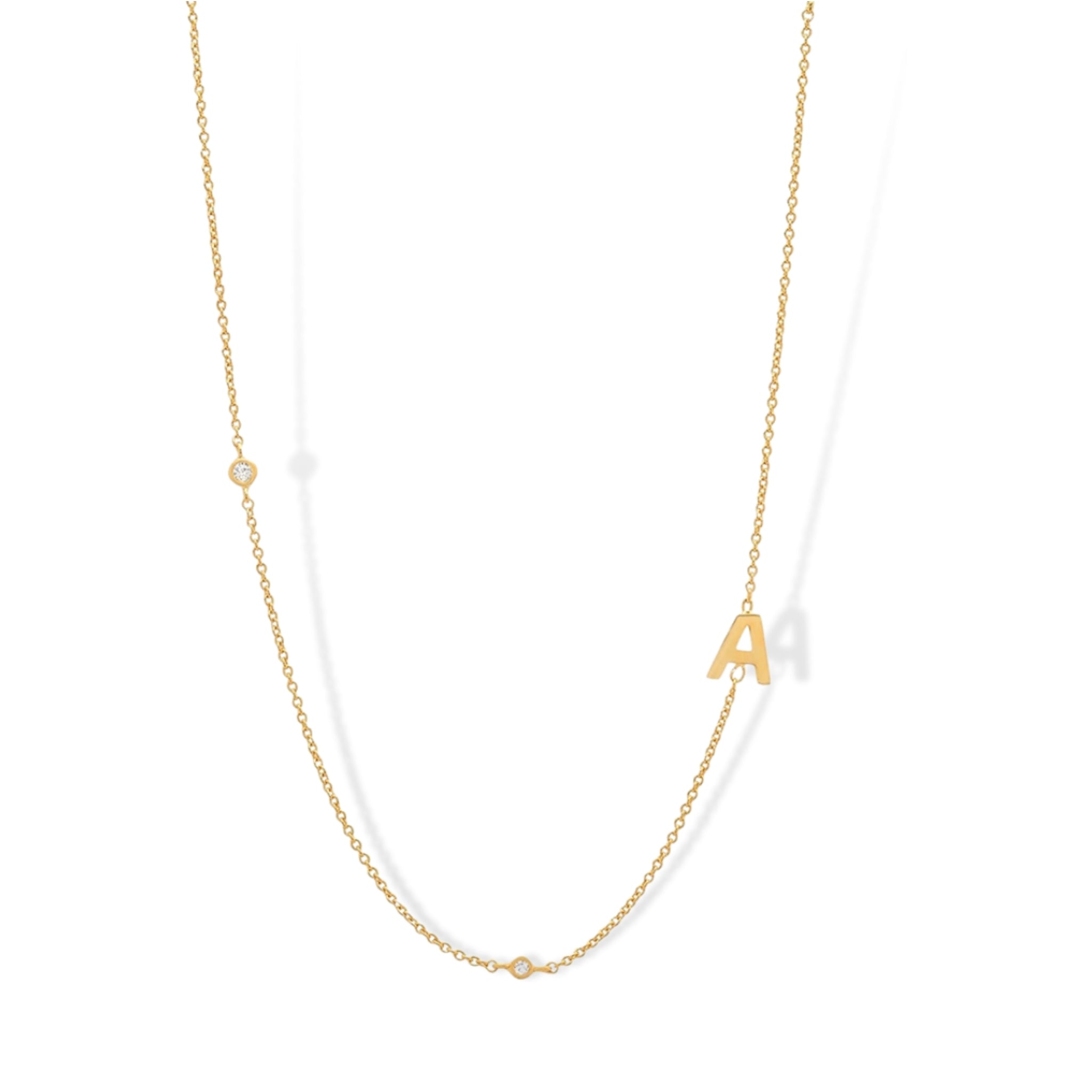 18K Gold Plated Sterling Silver Hypoallergenic Solo Round Alphabet Necklaces The Aura