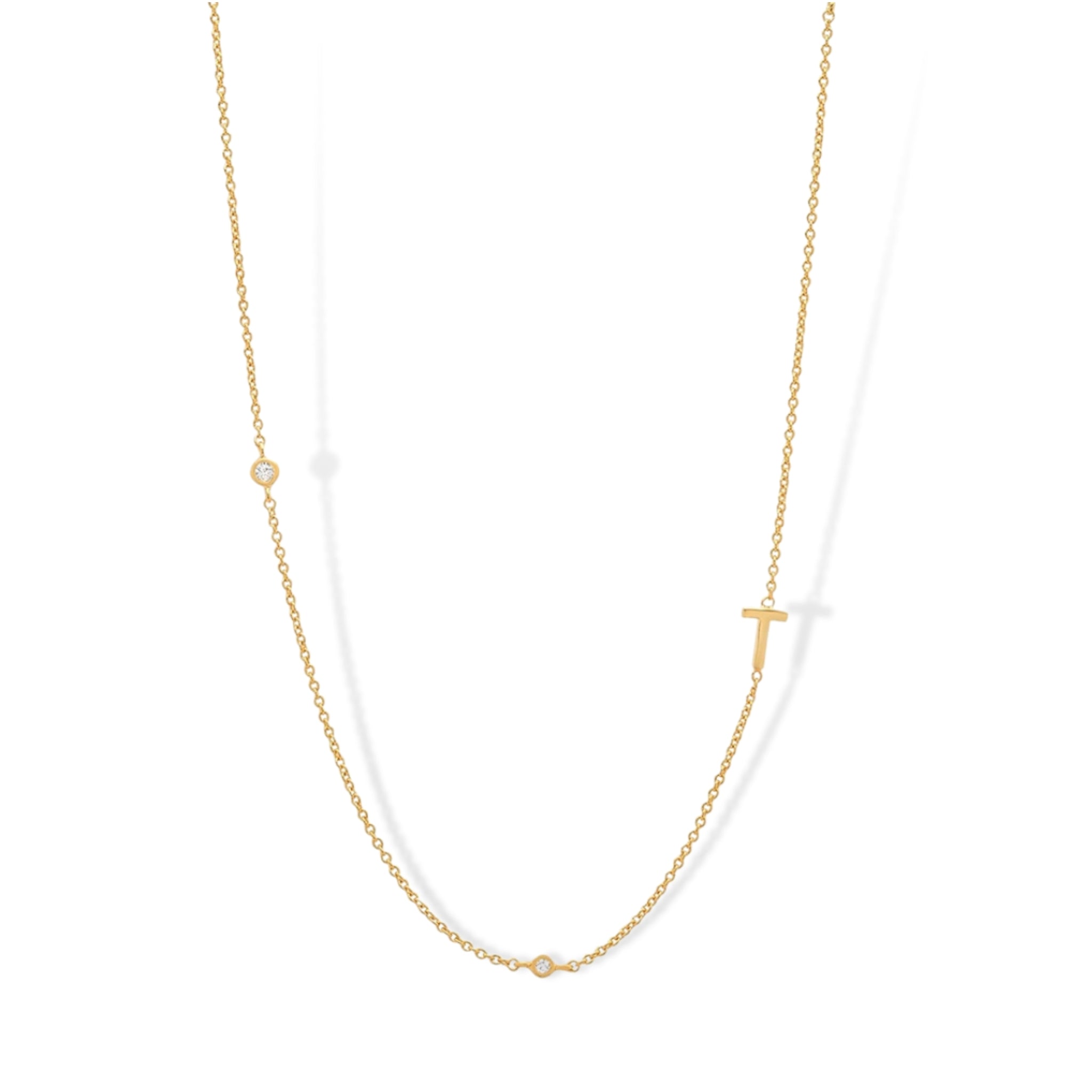 18K Gold Plated Sterling Silver Hypoallergenic Solo Round Alphabet Necklaces The Aura