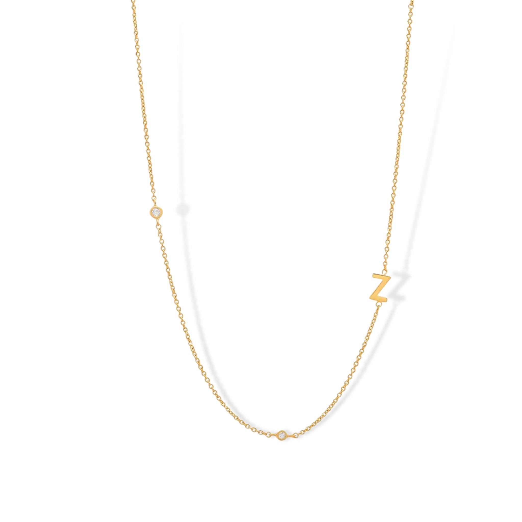 18K Gold Plated Sterling Silver Hypoallergenic Solo Round Alphabet Necklaces The Aura
