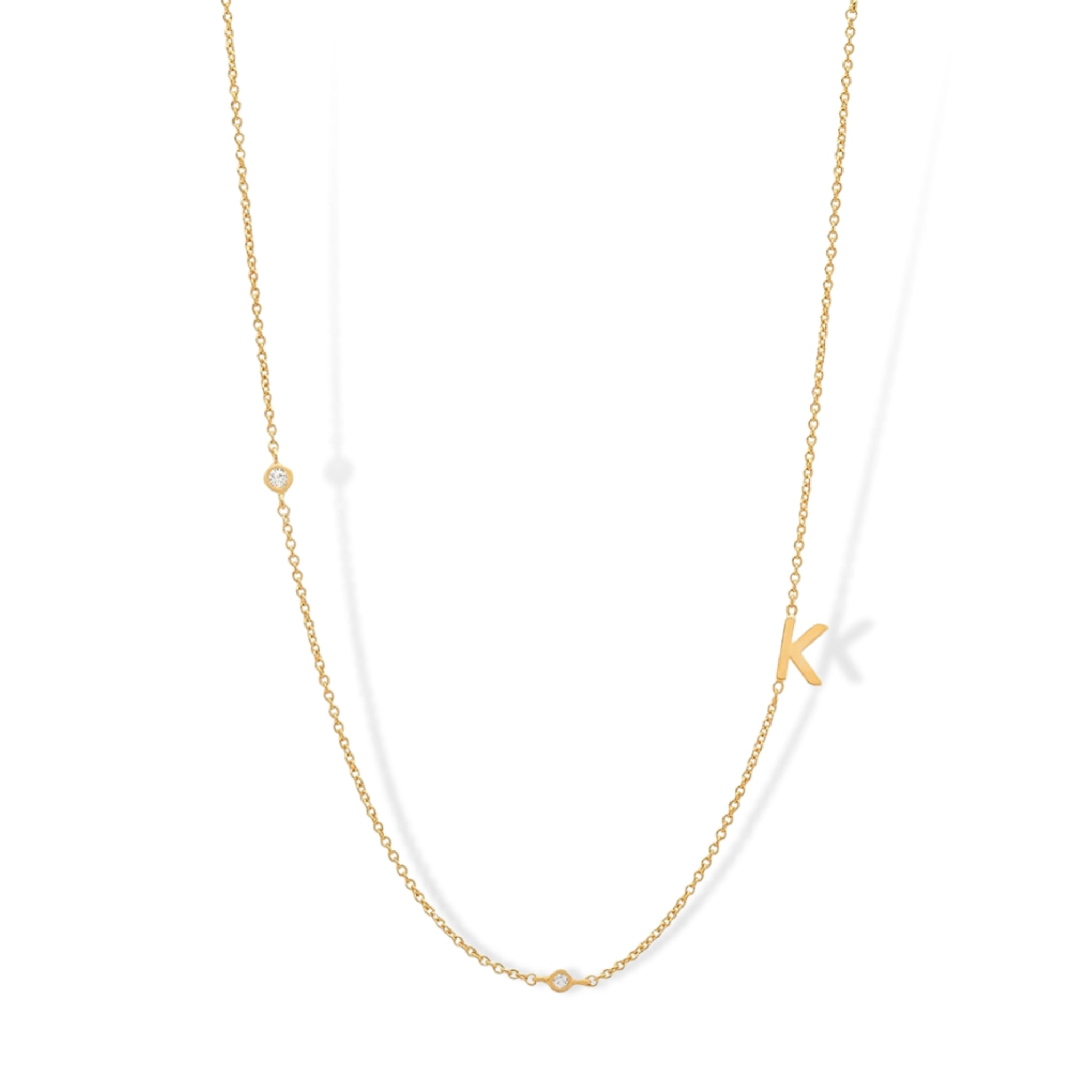 18K Gold Plated Sterling Silver Hypoallergenic Solo Round Alphabet Necklaces The Aura
