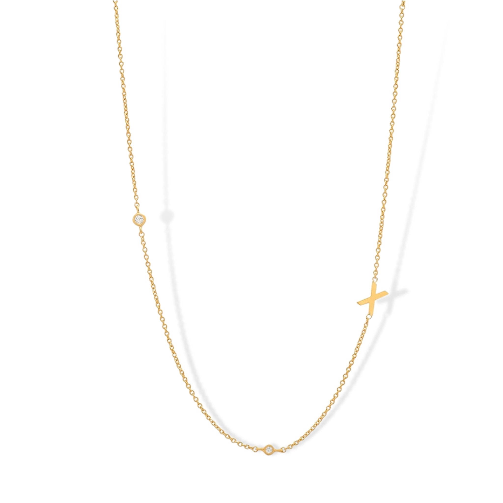 18K Gold Plated Sterling Silver Hypoallergenic Solo Round Alphabet Necklaces The Aura
