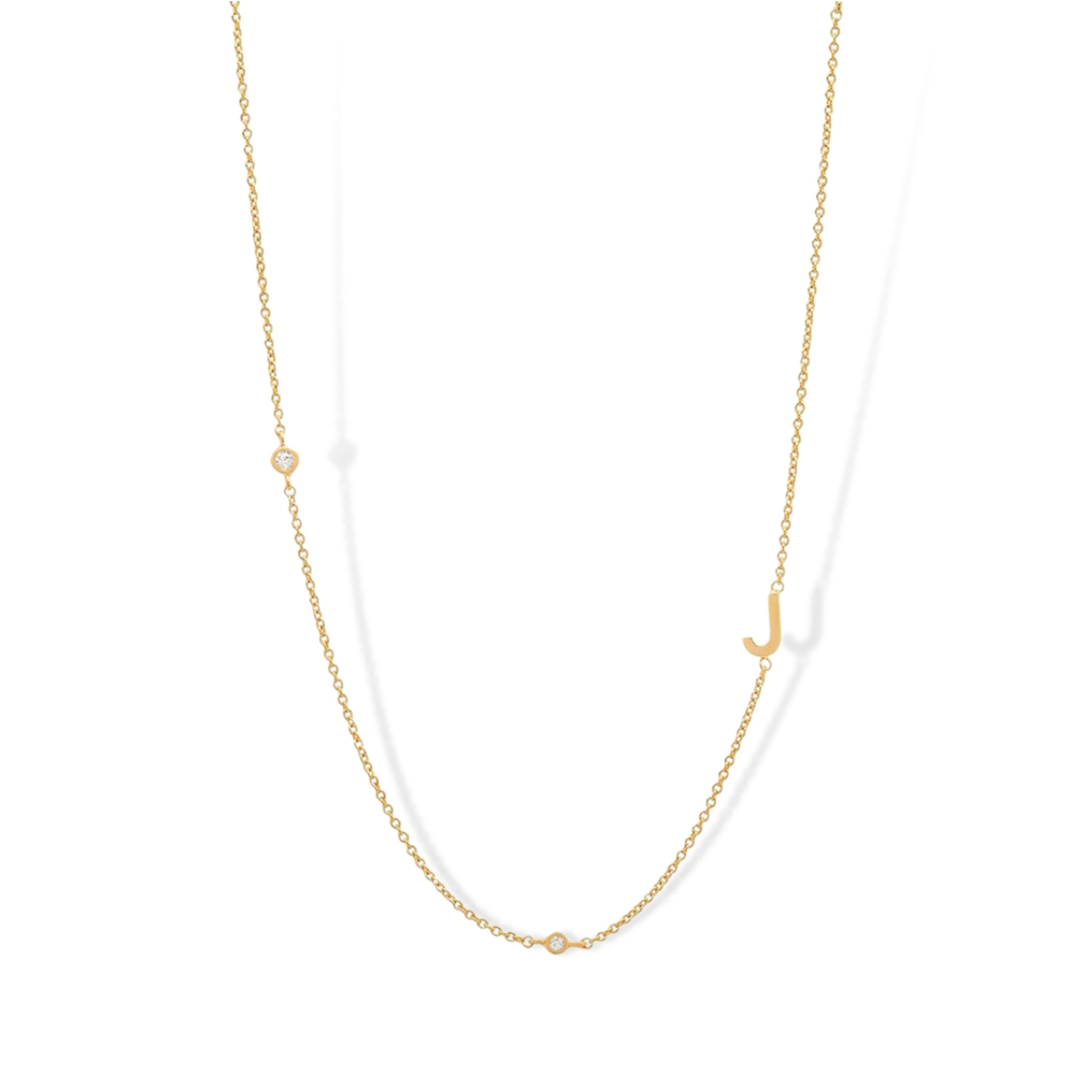 18K Gold Plated Sterling Silver Hypoallergenic Solo Round Alphabet Necklaces The Aura