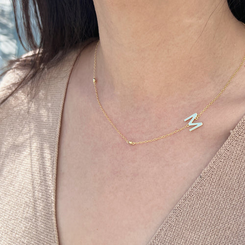 18K Gold Plated Sterling Silver Hypoallergenic Solo Round Alphabet Necklaces The Aura