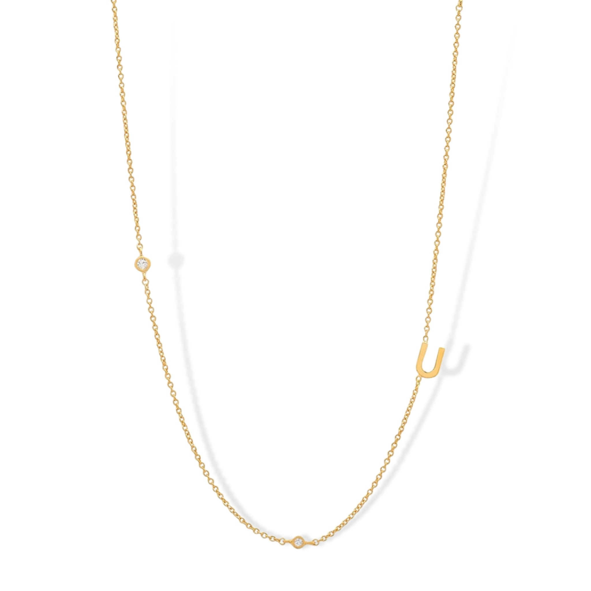 18K Gold Plated Sterling Silver Hypoallergenic Solo Round Alphabet Necklaces The Aura