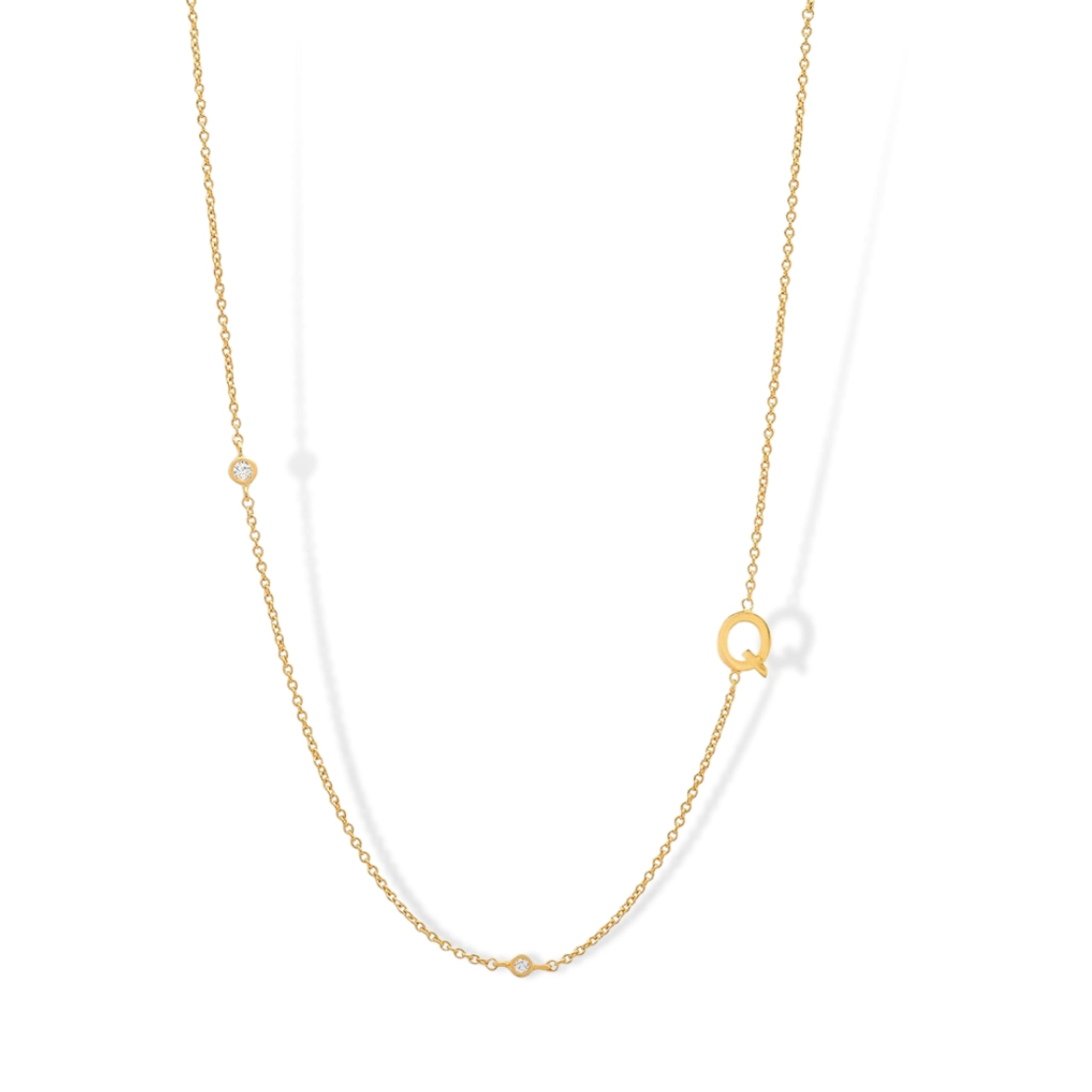 18K Gold Plated Sterling Silver Hypoallergenic Solo Round Alphabet Necklaces The Aura