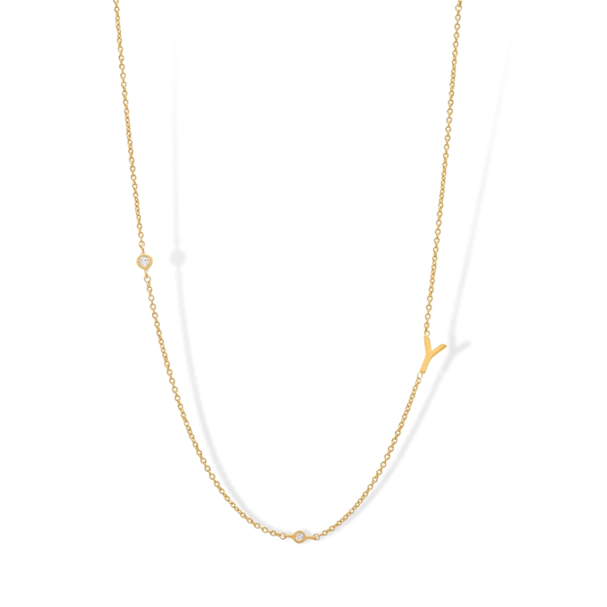 18K Gold Plated Sterling Silver Hypoallergenic Solo Round Alphabet Necklaces The Aura