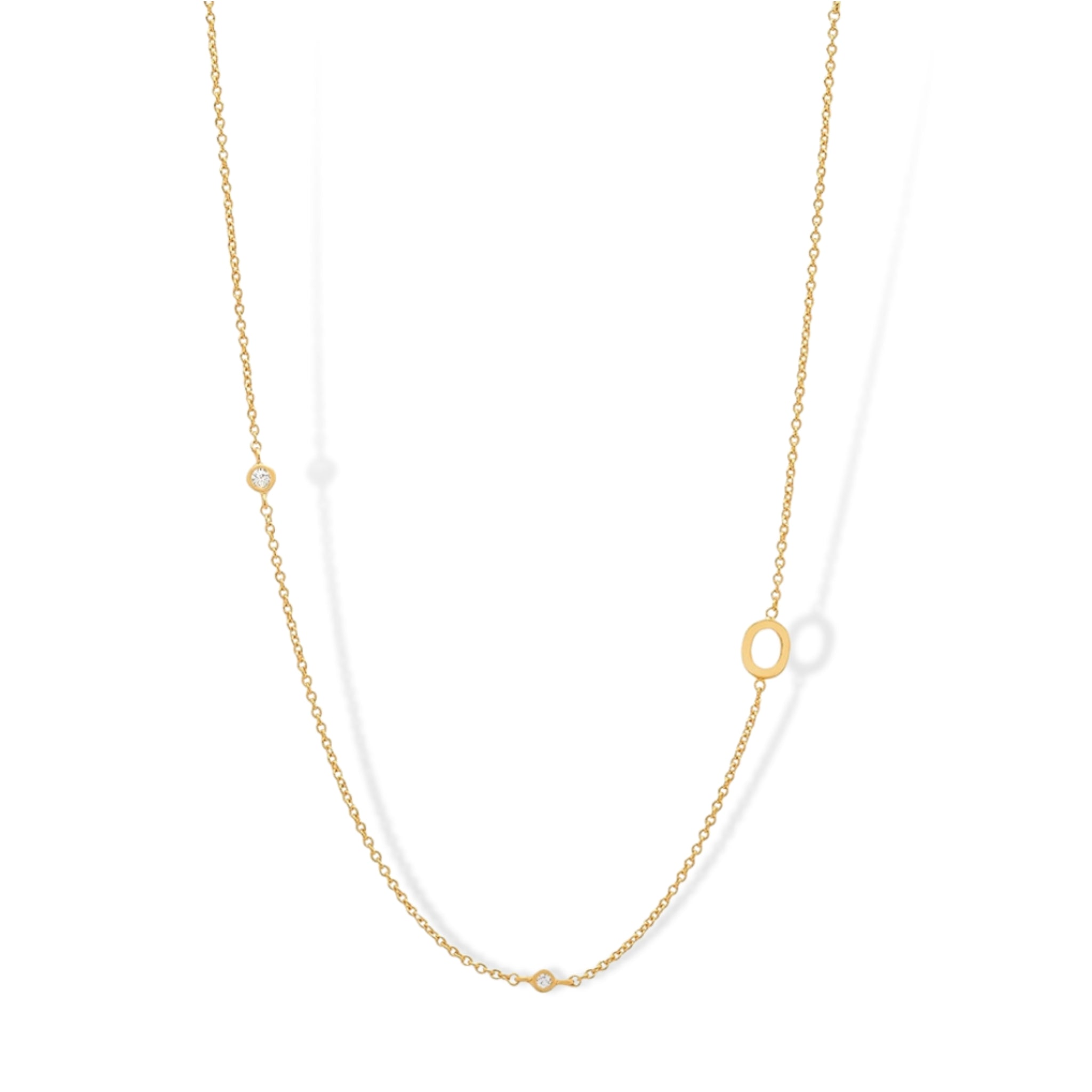 18K Gold Plated Sterling Silver Hypoallergenic Solo Round Alphabet Necklaces The Aura