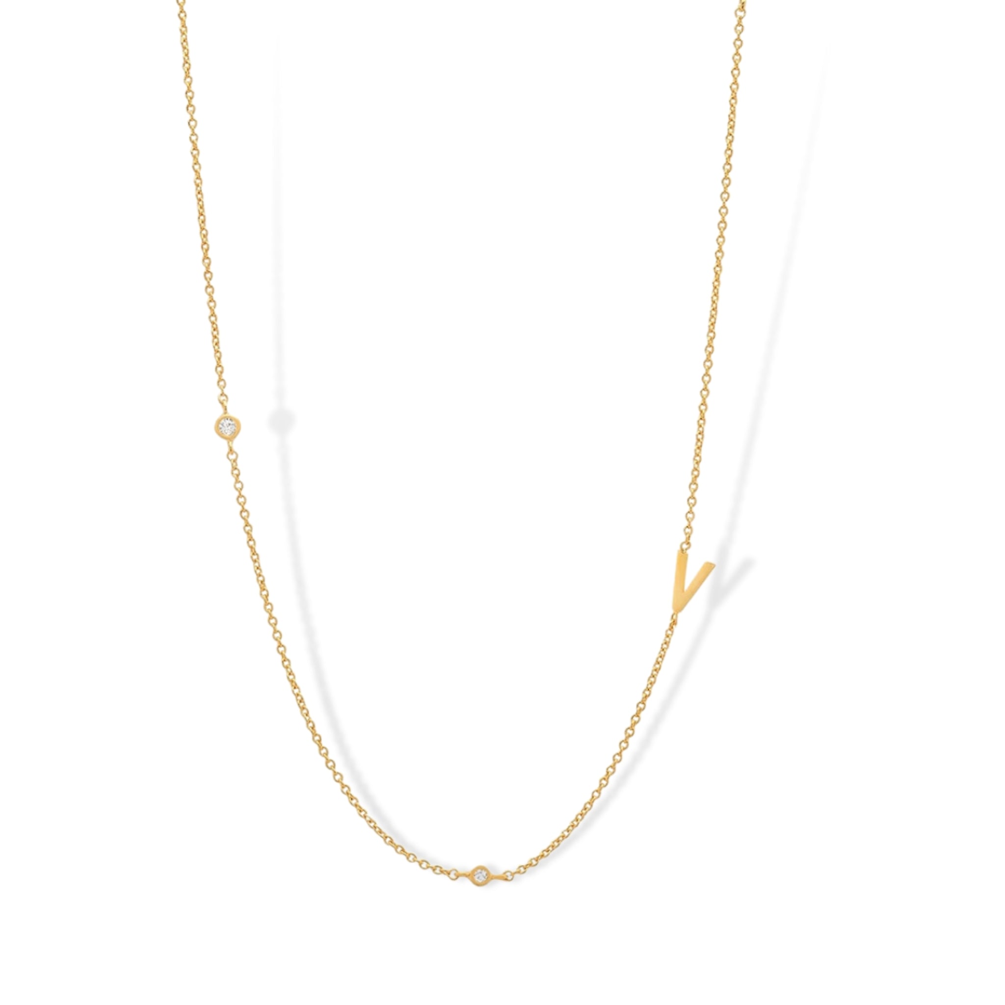 18K Gold Plated Sterling Silver Hypoallergenic Solo Round Alphabet Necklaces The Aura