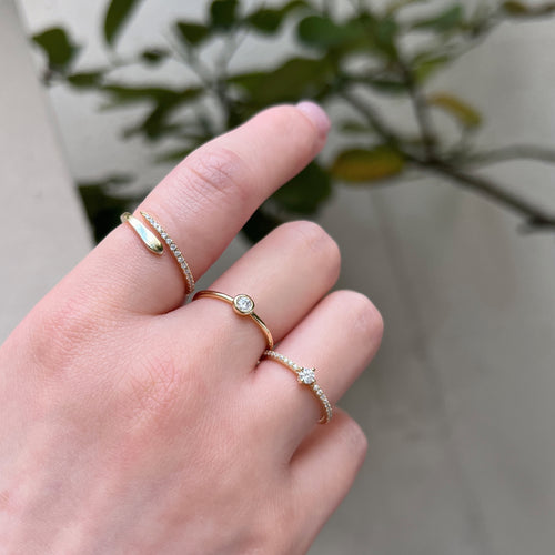 18K Gold Plated Sterling Silver Hypoallergenic Waterproof Mini Solo Round Rings The Aura