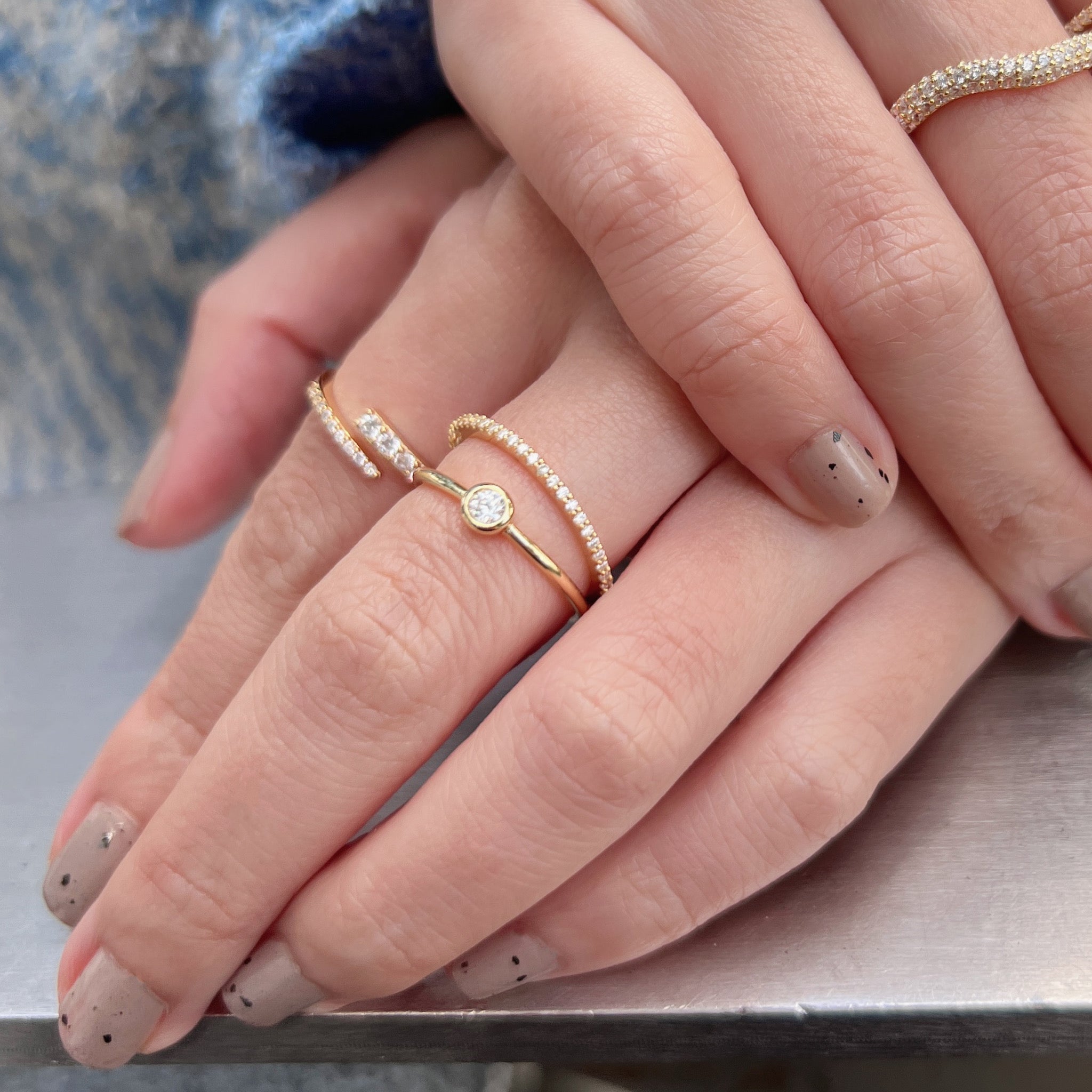 18K Gold Plated Sterling Silver Hypoallergenic Waterproof Mini Solo Round Rings The Aura